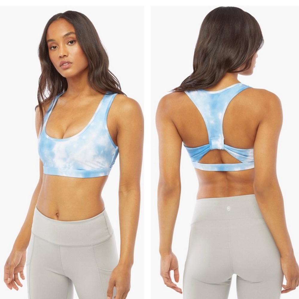 JustFab Active Blue Sky Open Back Sports Bra Size Small